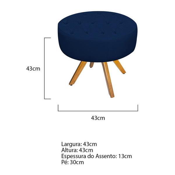 Imagem de Puff Banqueta Nanda Base Giratória de Madeira Suede Azul Marinho - KDAcanto Móveis