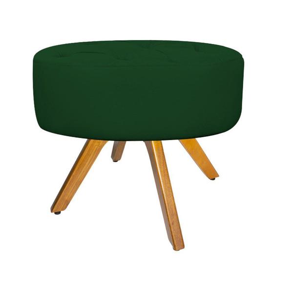 Imagem de Puff Banqueta Nanda Base Giratória de Madeira Suede Verde - KDAcanto Móveis