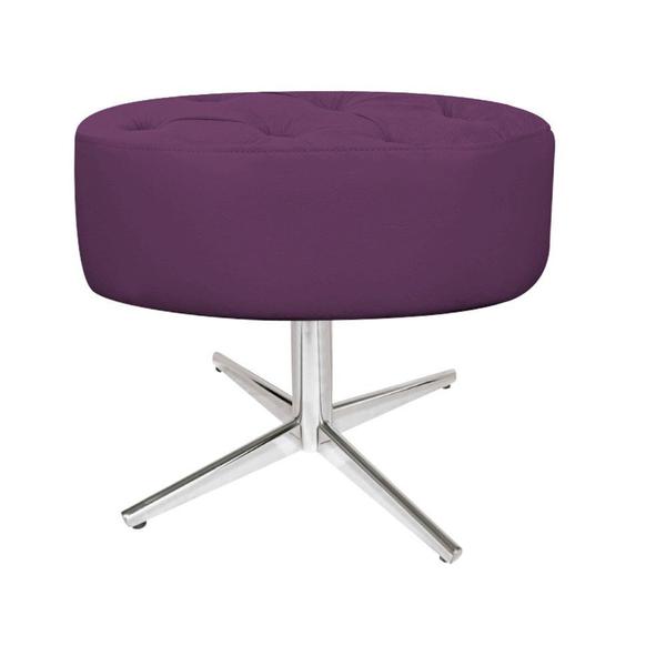 Imagem de Puff Banqueta Nanda Base Giratória de Metal Suede Roxo - KDAcanto Móveis