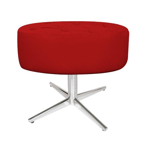 Imagem de Puff Banqueta Nanda Base Giratória de Metal Suede Vermelho - KDAcanto Móveis