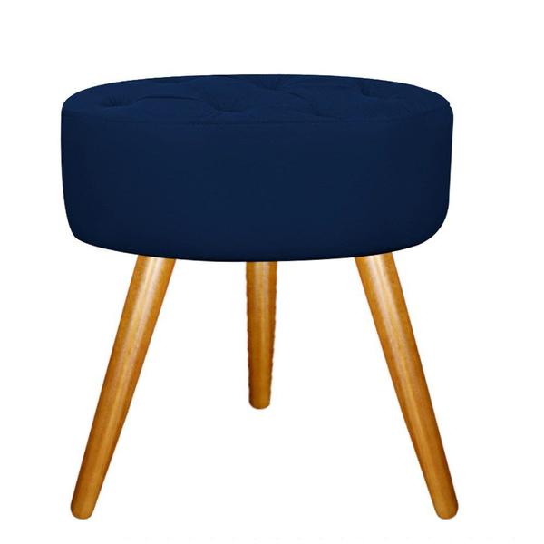 Imagem de Puff Banqueta Nanda Capitonê Pés Palito Decor Sala de Estar Quarto Suede Azul Marinho - DAMAFFÊ MÓVEIS