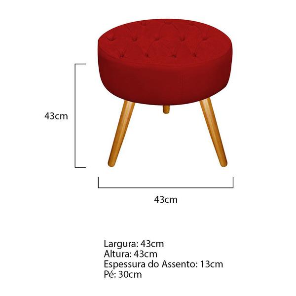 Imagem de Puff Banqueta Nanda Capitonê Pés Palito Decor Sala de Estar Quarto Suede Vermelho - DAMAFFÊ MÓVEIS