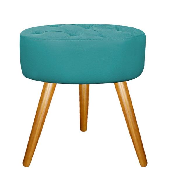 Imagem de Puff Banqueta Nanda Palito Mel Decor Sala de Espera Quarto Suede Azul Turquesa - KDAcanto Móveis