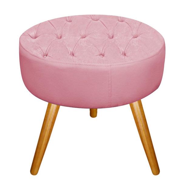 Imagem de Puff Banqueta Nanda Palito Mel Suede Rosa Bebê - DAMAFFÊ MÓVEIS