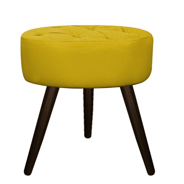 Imagem de Puff Banqueta Nanda Palito Tabaco Decor Sala de Espera Quarto Suede Amarelo - KDAcanto Móveis