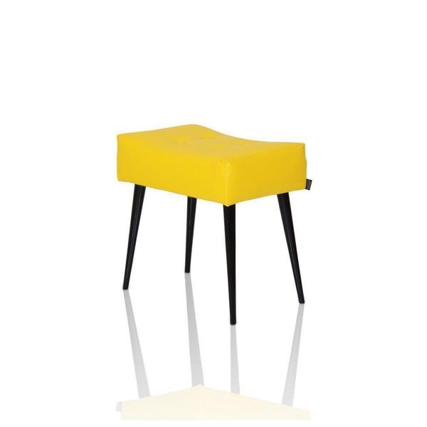 Imagem de Puff Banqueta Nobre Amarelo Com Pé Palito Chanfrado Preto - Stay Puff