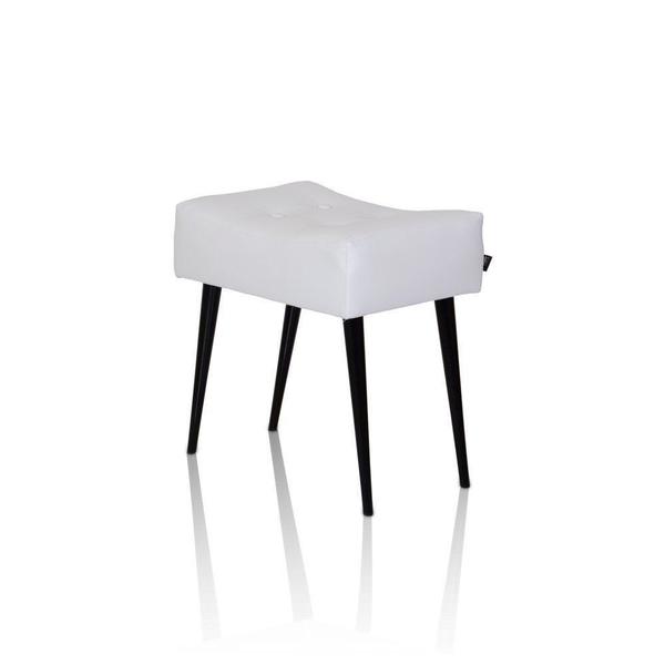 Imagem de Puff Banqueta Nobre Branco Com Pé Palito Chanfrado Preto - Stay Puff