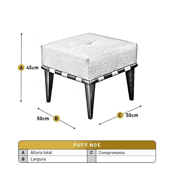 Imagem de Puff Banqueta Noé Luxo Madeira Maciça Castellar Móbile