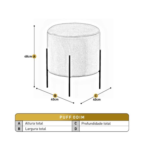 Imagem de Puff Banqueta Odim Luxo Base Preta Castellar Móbile