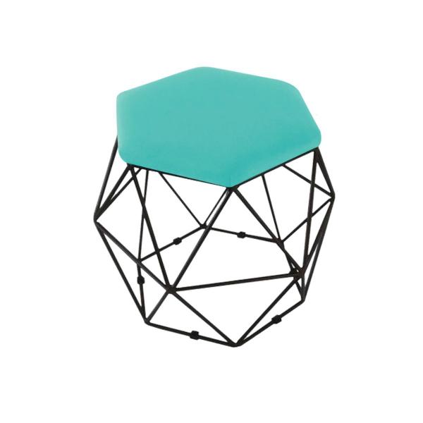 Imagem de Puff Banqueta Onix Aramado Hexagonal Para Sala Quarto Suede Base Preto