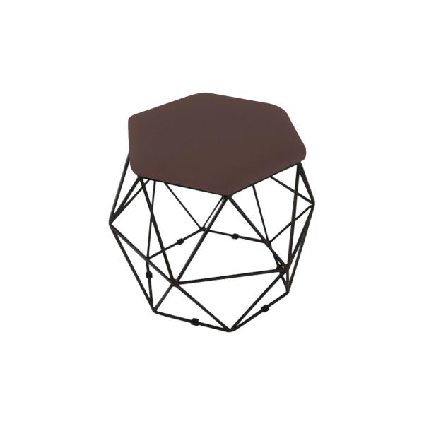 Imagem de Puff Banqueta Onix Aramado Hexagonal Para Sala Quarto Suede Base Preto