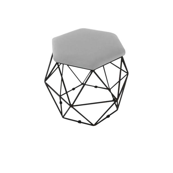 Imagem de Puff Banqueta Onix Aramado Hexagonal Para Sala Quarto Suede Base Preto