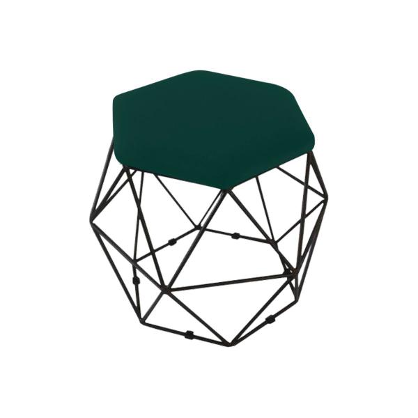 Imagem de Puff Banqueta Onix Aramado Hexagonal Para Sala Quarto Suede Base Preto