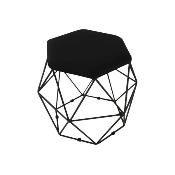 Imagem de Puff Banqueta Onix Aramado Hexagonal Para Sala Quarto Suede Base Preto