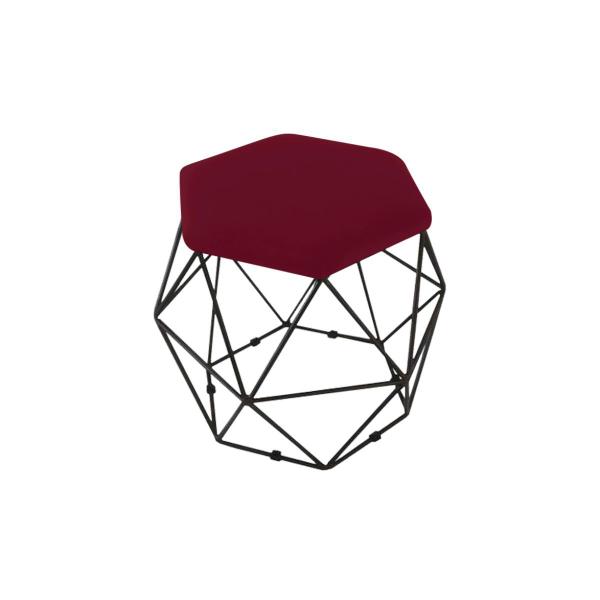 Imagem de Puff Banqueta Onix Aramado Hexagonal Para Sala Quarto Suede Base Preto