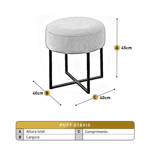 Imagem de Puff Banqueta Otávio Luxo Base Bronze Castellar Móbile