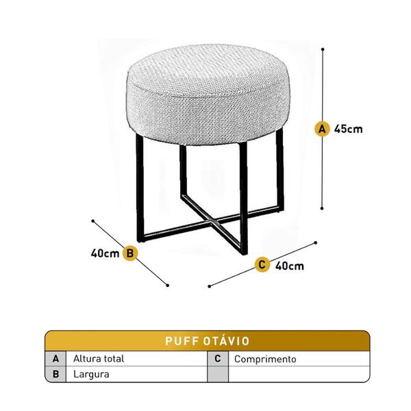 Imagem de Puff Banqueta Otávio Luxo Base Preta Castellar Móbile