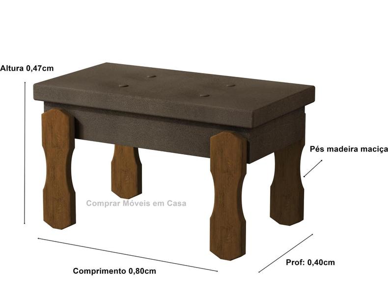 Imagem de Puff, Banqueta, Recamier Captone Espanha Pés de Madeira 0,80 - Cor: Marrom - Lojas GB
