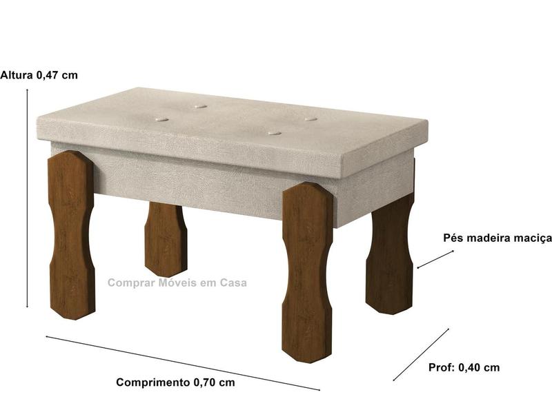 Imagem de Puff, Banqueta, Recamier Captone Madri Pés de Madeira 0,70 Cor Bege - Comprar Moveis em Casa