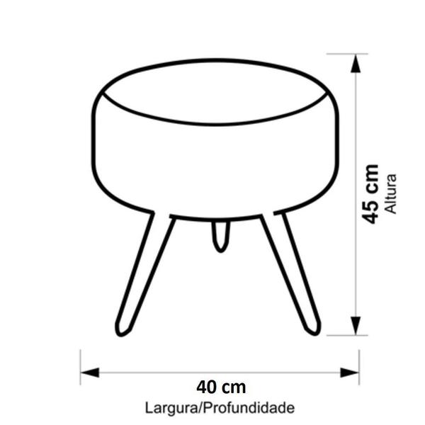 Imagem de Puff Banqueta Redondo Para Sala Quarto Penteadeira Triangulo Roxo Pé Escuro Puf