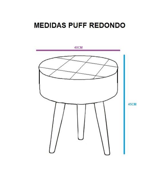 Imagem de Puff banqueta redondo vermelho bordô pé palito com detalhe em costura