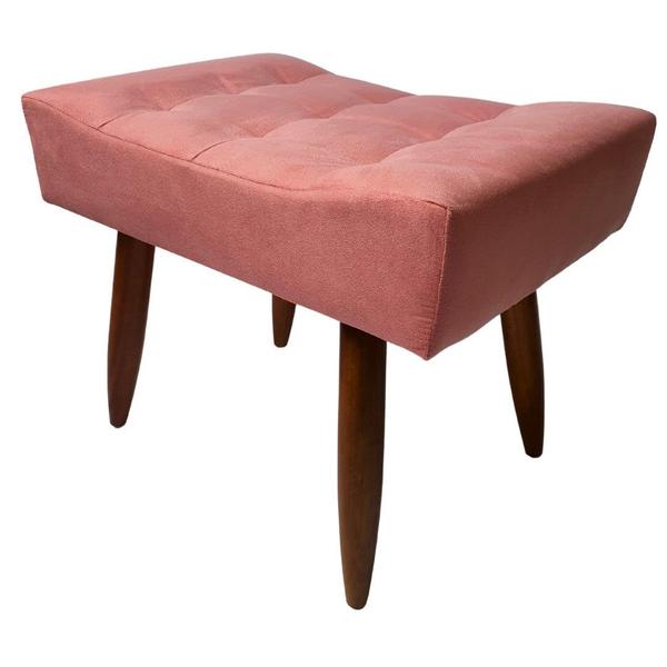 Imagem de Puff Banqueta Retangular Para Sala Quarto Penteadeira Suede Rosa Rosé Pé Natural