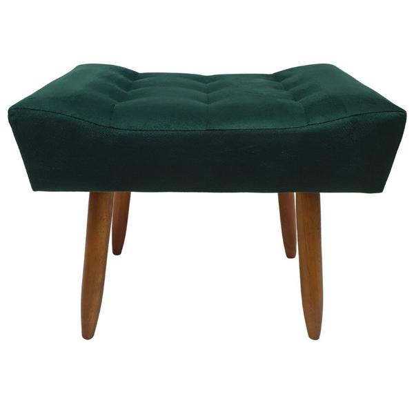 Imagem de Puff Banqueta Retangular Para Sala Quarto Penteadeira Suede Verde Escuro Pé Natural