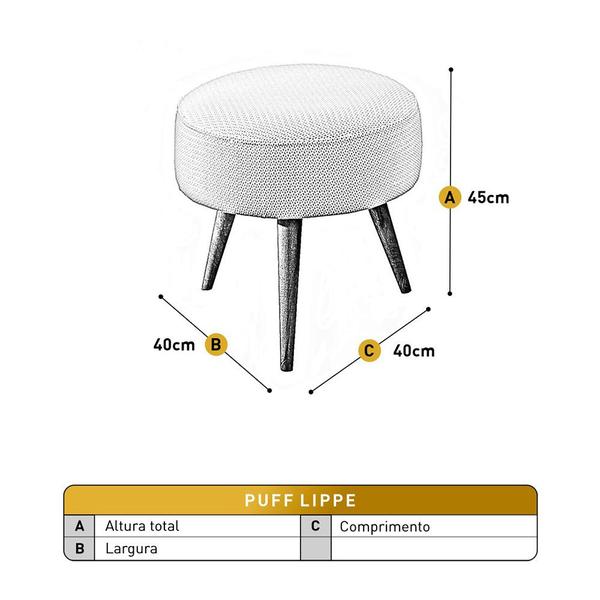 Imagem de Puff Banqueta Veludo Lippe Madeira Maciça Castellar Móbile