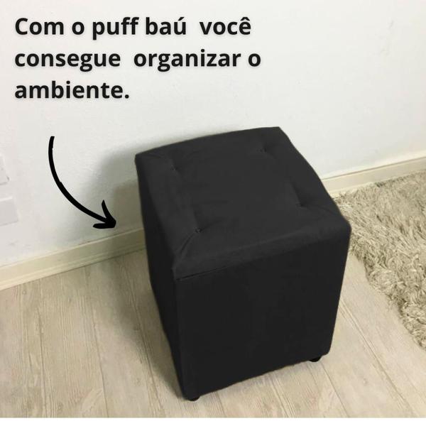 Imagem de Puff Baú Banqueta Retangular Decorativo Porta Objetos e Brinquedos