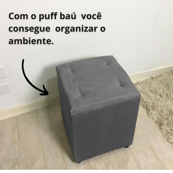 Imagem de Puff Baú Banquinho Quadrado Decorativo Organizador 