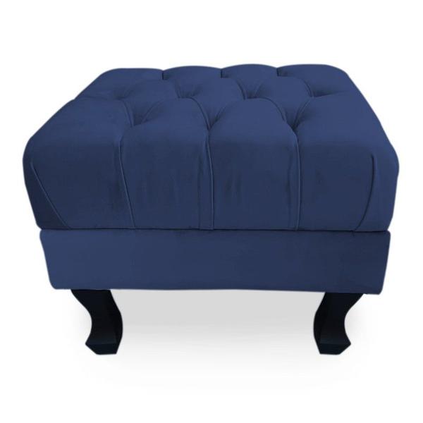 Imagem de Puff Baú Decorativo Capitonê Luis XV 50x40cm Suede Azul Escuro - Sheep Estofados