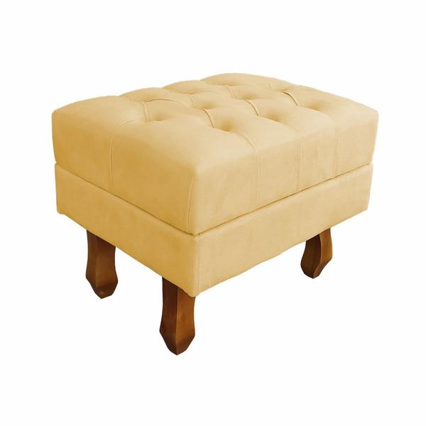 Imagem de Puff Baú Decorativo Luiz XV Suede Amarelo