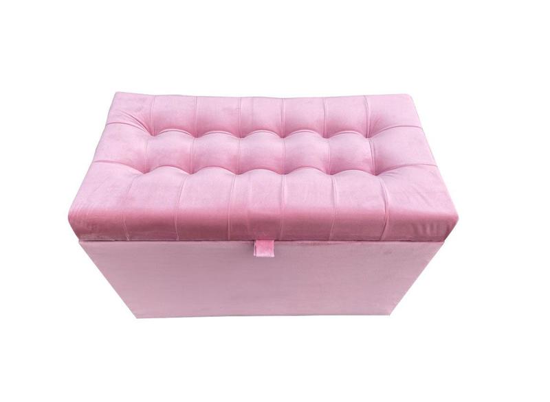 Imagem de Puff baú em suede 68 cm - rosa claro - 100% mdf