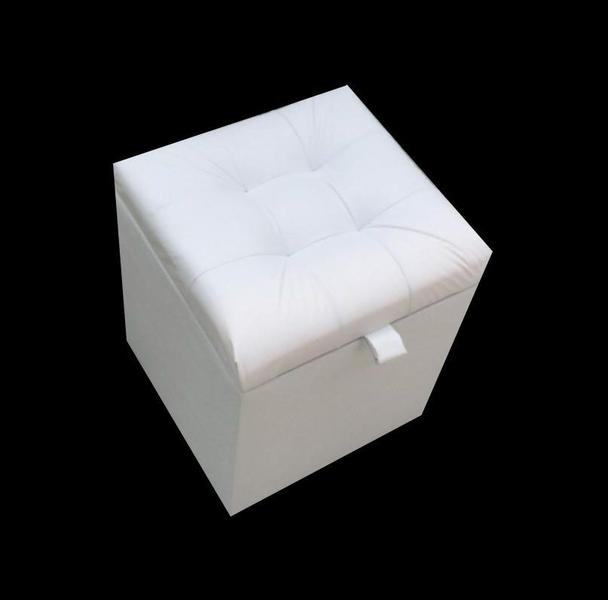 Imagem de Puff baú quadrado - 1 lugar - 36x36cm - branco - material sintético