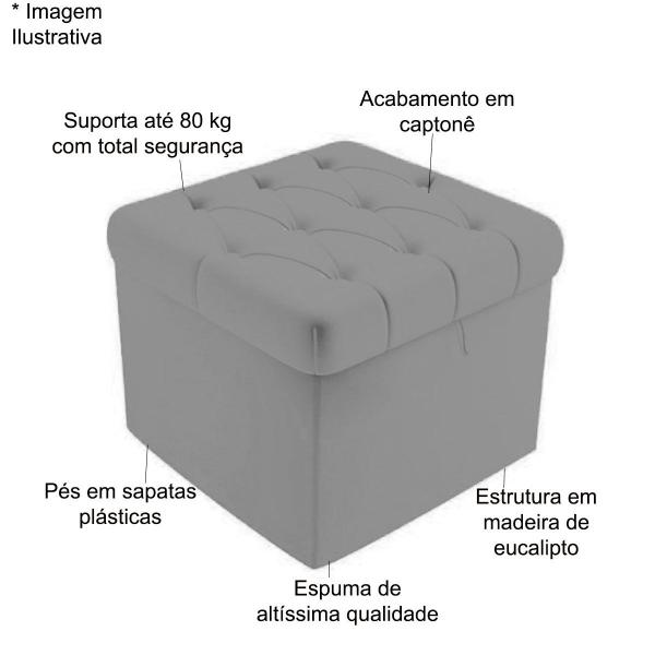 Imagem de Puff Baú Quadrado Sapateira Decorativo Captonê Mali 