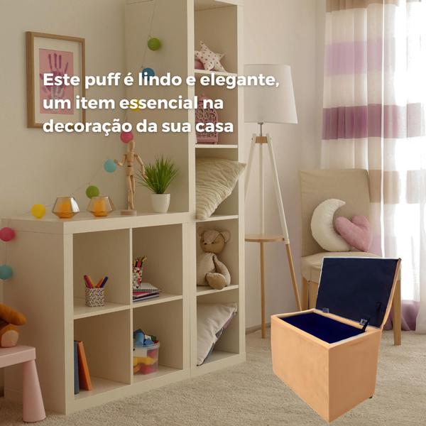 Imagem de Puff baú retangular organizador e decorativo porta objetos