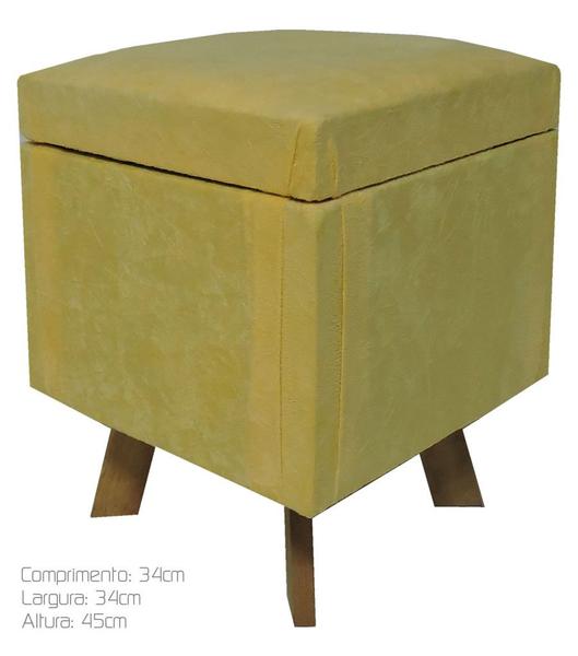 Imagem de Puff bau retro quadrado suede amarelo