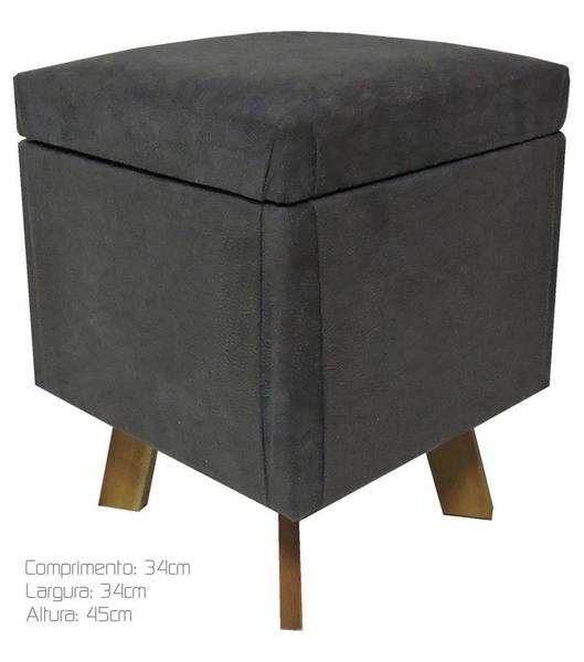 Imagem de Puff bau retro quadrado suede cinza