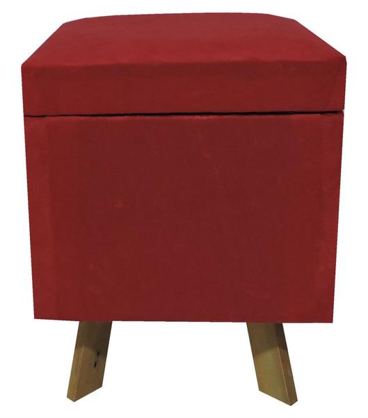 Imagem de Puff bau retro quadrado suede vermelho