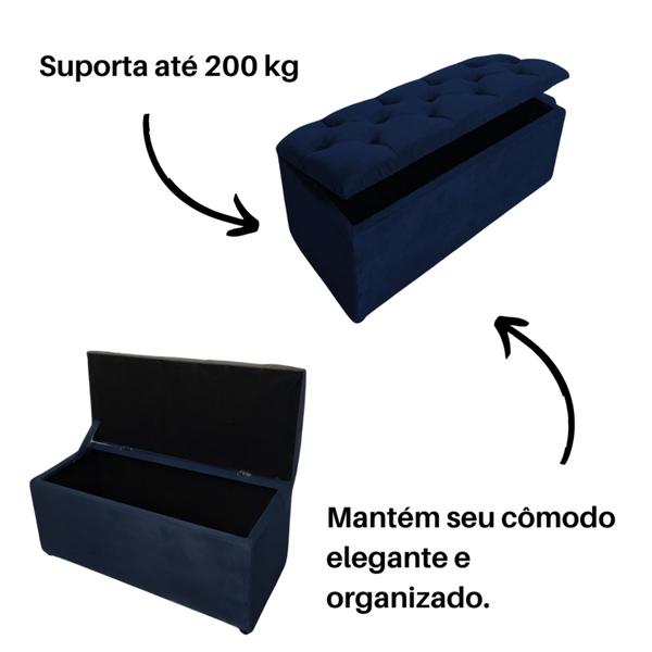 Imagem de Puff Bau solteiro banqueta capitone com porta organizador sapateira suede