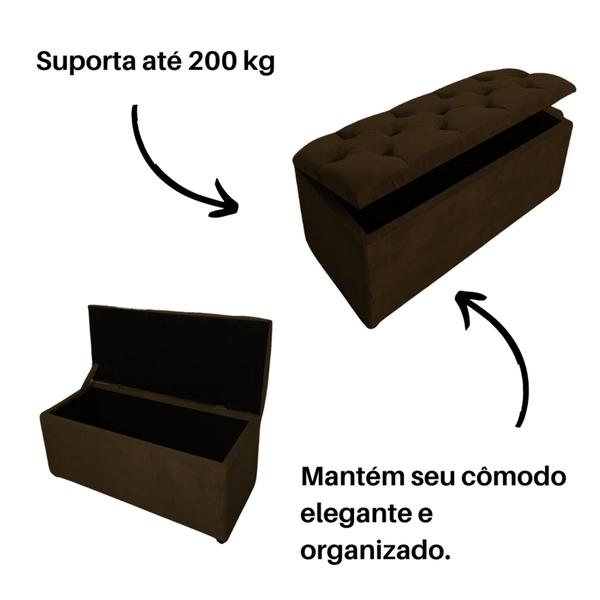 Imagem de Puff Baú Solteiro Pé de Cama Suede Decorativo Organizador Para Quarto e Sala