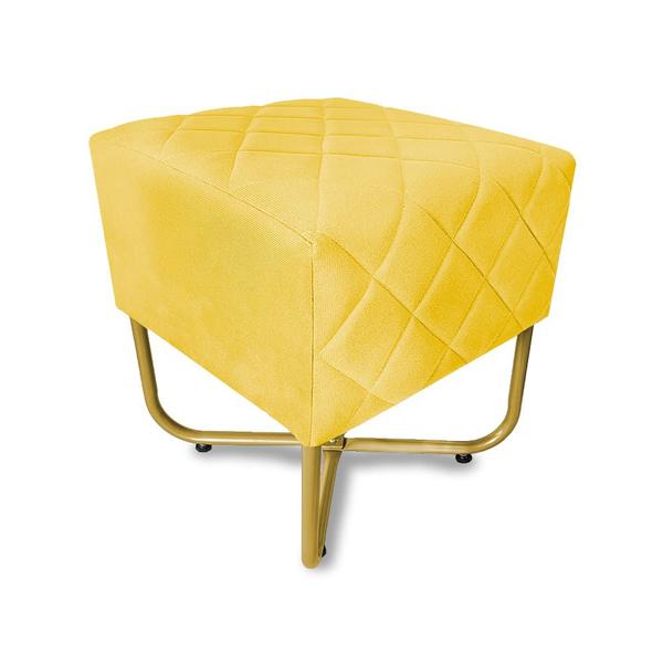 Imagem de Puff Bela Suede Amarelo Base Dourado - Vallisa Decor