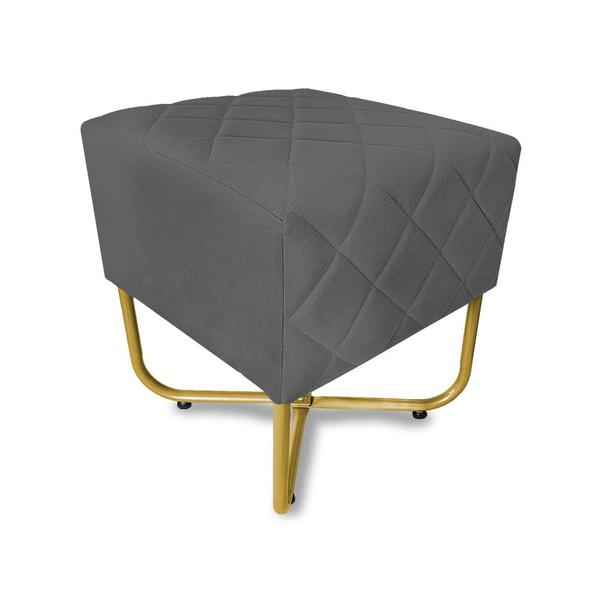 Imagem de Puff Bela Suede Cinza Base  Dourado - Vallisa Decor