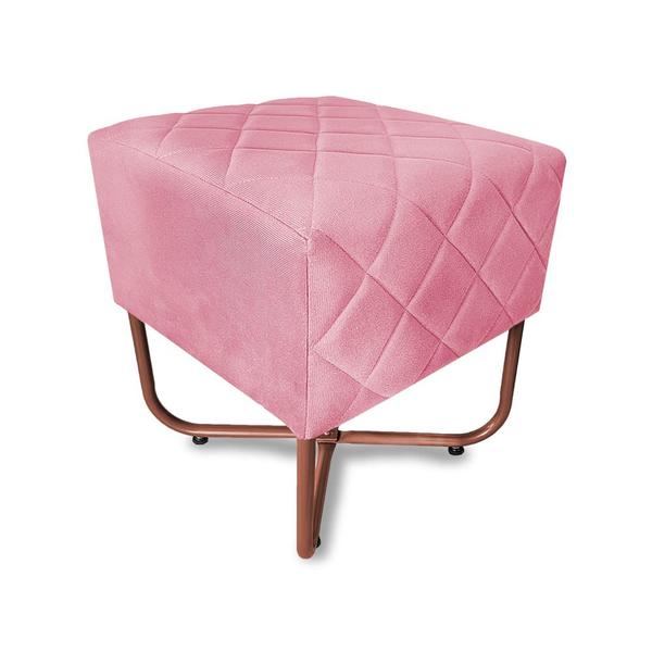 Imagem de Puff Bela Suede Rosa Base X  Cobre - Vallisa Decor