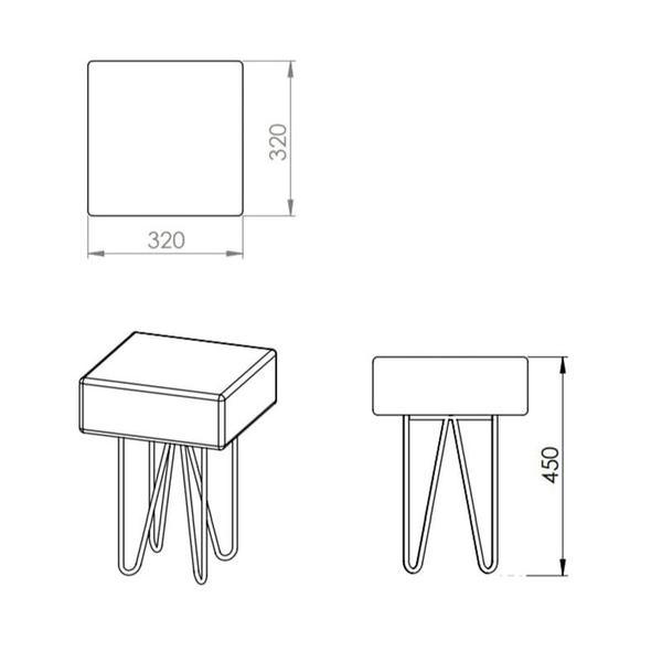 Imagem de Puff Box Veludo Azul Marinho 45x32x32 cm Base Aço Daf