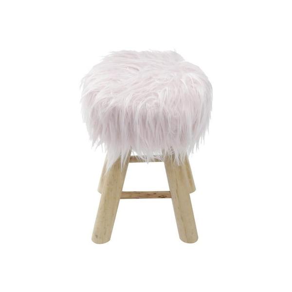 Imagem de Puff Boxbit Petit Pelo Longo Rosa Base Madeira