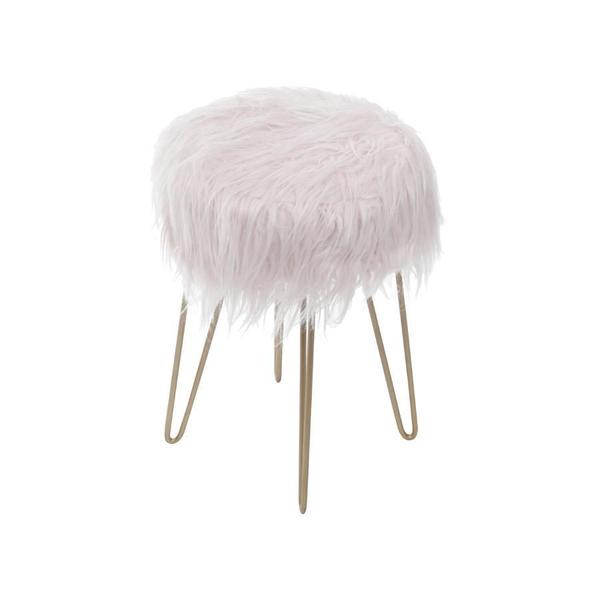 Imagem de Puff Boxbit Petit Pelo Longo Rosa Base Metal