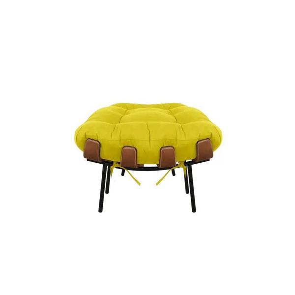 Imagem de Puff Costela Suede Amarelo - Vallisa Decor