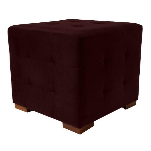 Imagem de Puff Cuba Decorativo Suede Bordo Kasa Sofá