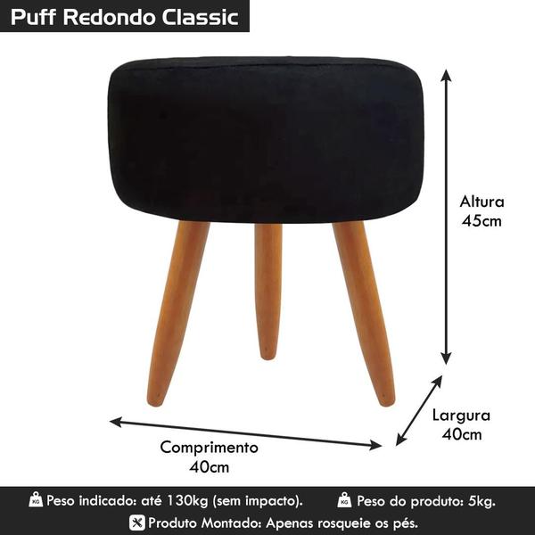 Imagem de Puff de Sala Banqueta Decorativo Redondo Classic Suede Diversas Cores